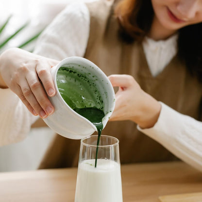 Liying Japanese Pottery Tea Ceremony Matcha Bowl Hand Made Porcelain with White Matte Glaze For Perfectly Whisked Matcha Green Tea (White)