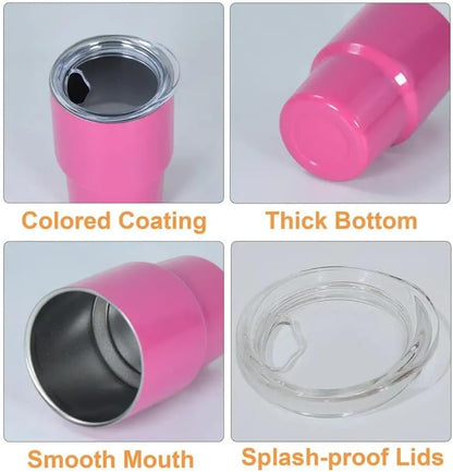 Liying 6Pcs Double Wall Stainless Steel cup with straw set (88ml), Coffee Mug Insulated Tumbler Cup for Champaign, Cocktail, Beer (multicolour)