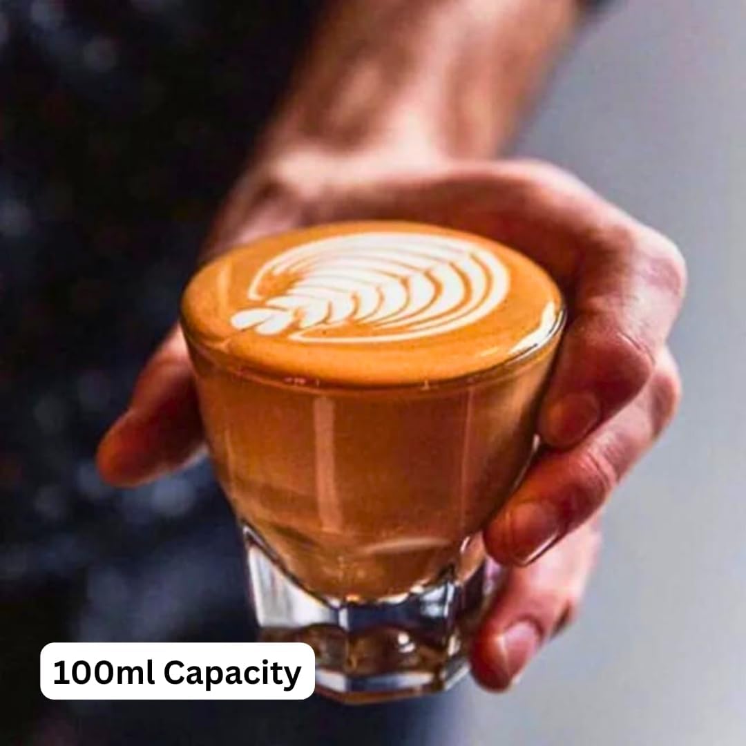 Liying Cortado Cups Set of 6 Clear Glass Cups 100ml for Coffee/Milk Insulated Shot Glasses Regular Espresso Accessories for CoffeeShop, Home, Kitchen and bar