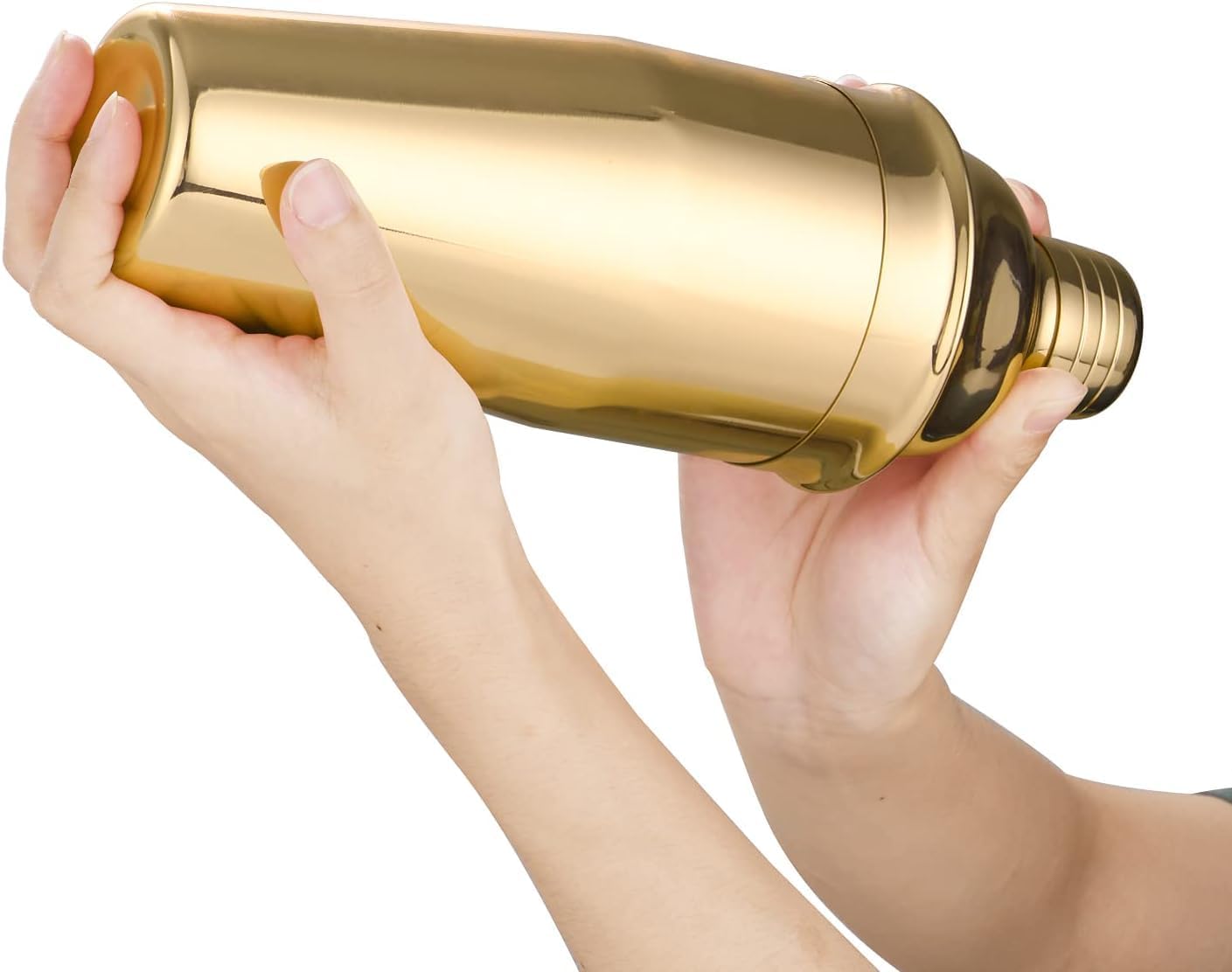 Liying Stainless Steel Cocktail Shaker 500ml, Drink Mixer with Built-in Strainer for Mixing Drinks Margaritas (Gold)