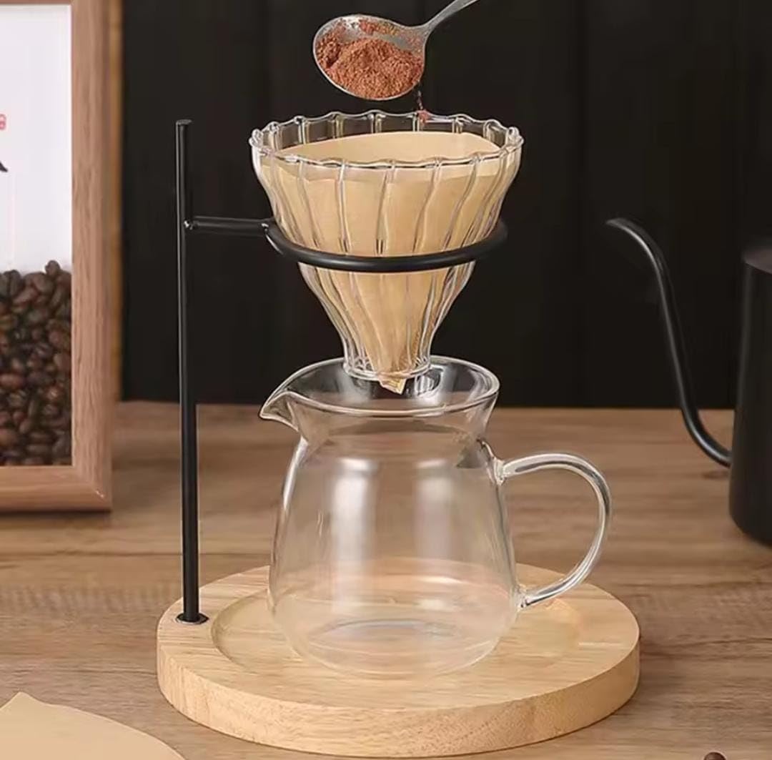 Liying Pour Over Stand Coffee Station, Coffee Filter Stand Holder, with Wooden Base Stand, Coffee Lovers for Best Coffee Experience