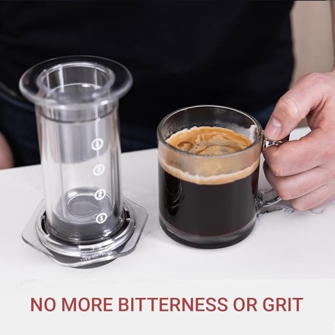 Liying CoffeePress Clear Coffee Press – 3 In 1 Brew Method Combines French Press, Pourover, Espresso, Full Bodied Coffee Without Grit or Bitterness, Portable Coffee Maker for Camping & Travel, Clear