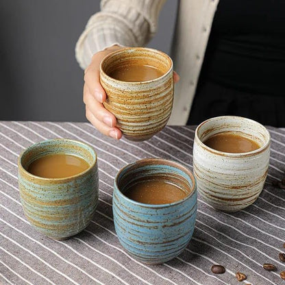 Liying Vintage Ceramic Coffee Cup 175ml, Handmade Art design cup for coffee, Cappuccino, Tea #4 (Dark Brown)