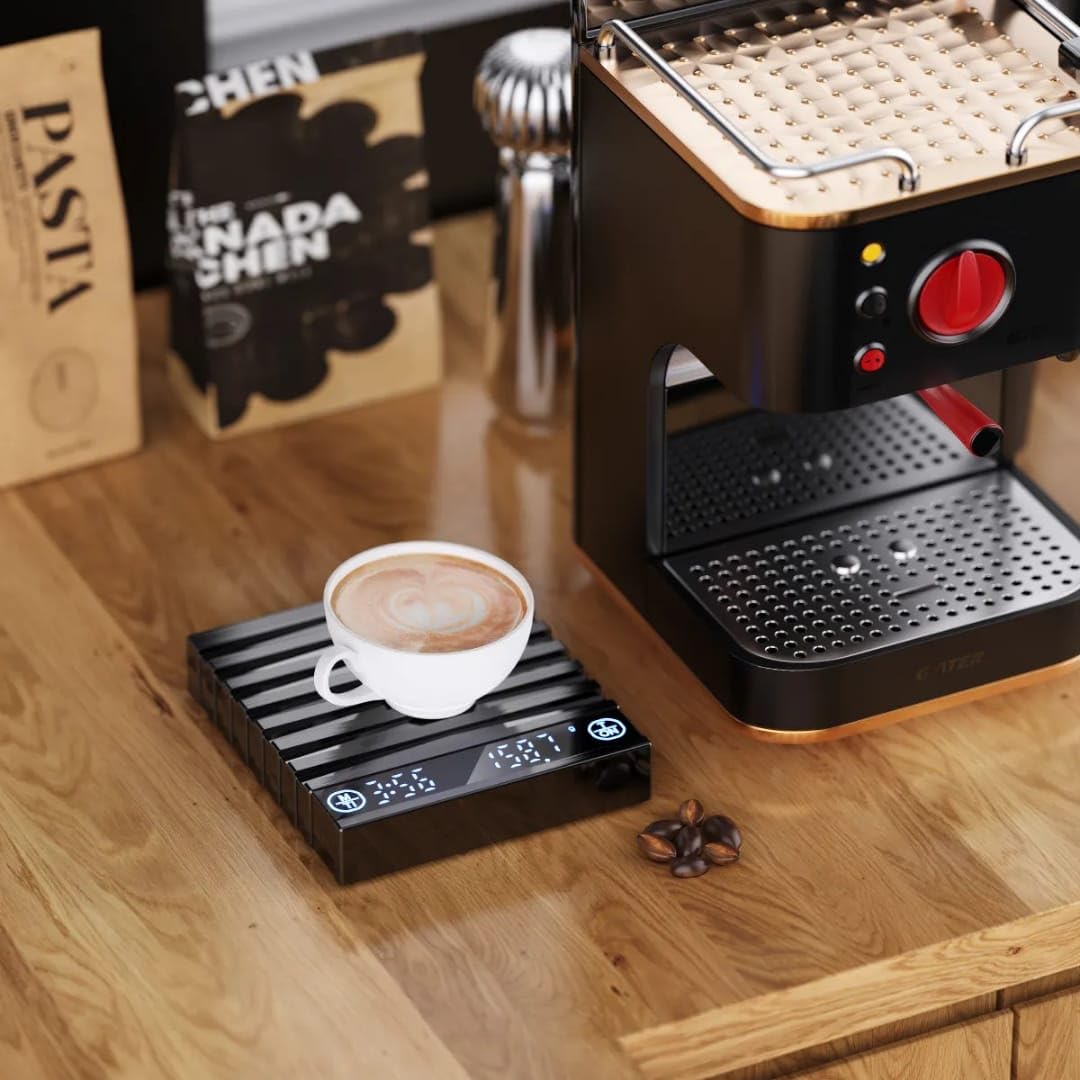 Liying Digital Mini Coffee Scale with Timer, Portable 2kg/0.1g High Precision Rechargeable Drip Espresso Scale with Tare Function for Espresso and Pour-Over Coffee(Black)