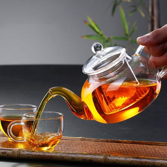 Glass Water Pitcher 400ml Borosilicate Glass Teapot with glass Infuser Stovetop