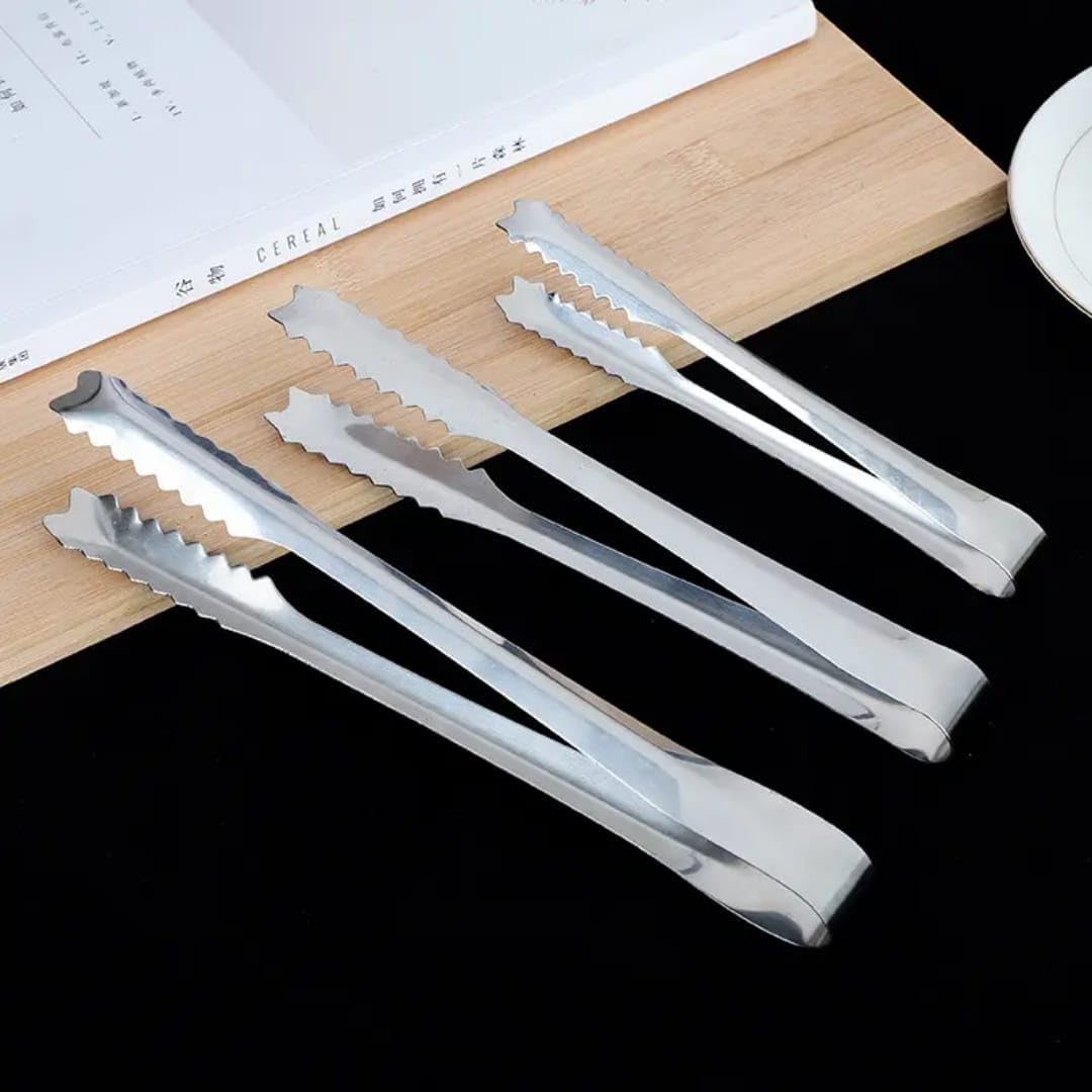 Liying 2Pcs Ice Tongs for Ice Bucket 15cm - Premium 18/8 Stainless Steel Ice Tongs with Teeth for Ice Sugar Cubes Tea Party Coffee Bar Serving