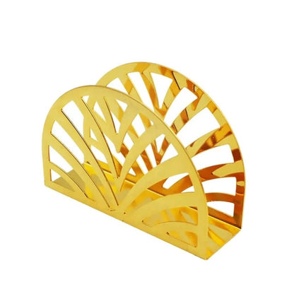 Liying Stainless Steel Curved Napkin Holder 13cm x 9cm x 4cm Hollow out Design for Kitchen Home Restaurant Gold Dispensers and storage Organizer