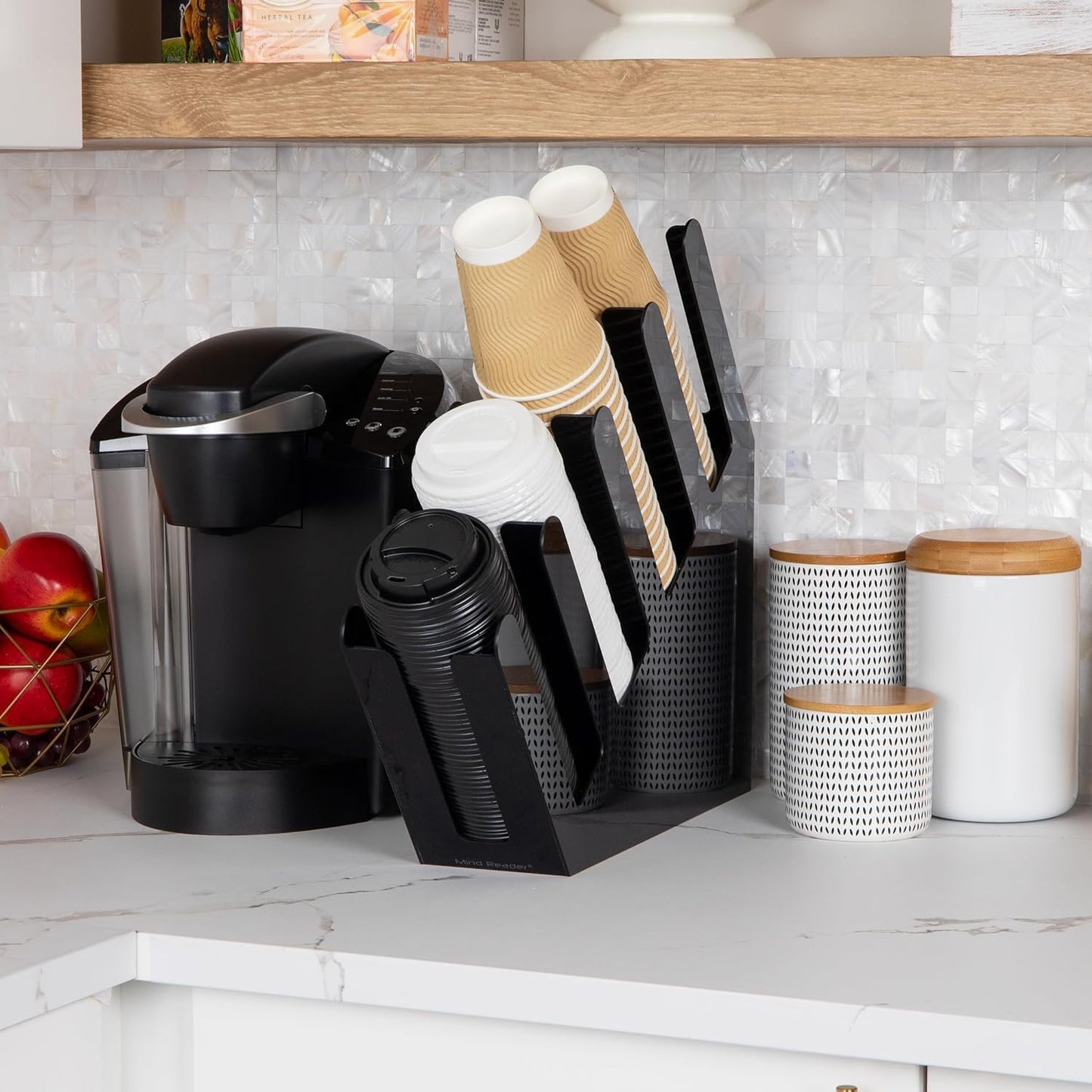 Liying Paper Cup Holder and Lid Holder Coffee Cup Dispenser, Disposable Cup Organizer for Countertop Coffee Station Bar Restaurant Breakroom