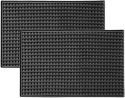 Liying 1Pcs Premium Coffee Bar Mat, 60x30cm, Absorbent, Non-Slip Silicone, for Coffee Makers, Espresso Machines, Countertops (Black/Brown)