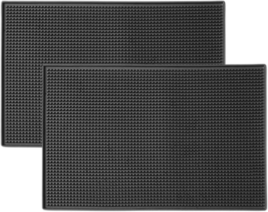 Liying 2Pcs Premium Coffee Bar Mat, 30x15cm, Absorbent, Non-Slip Silicone, for Coffee Makers, Espresso Machines, Countertops (Black/Brown)