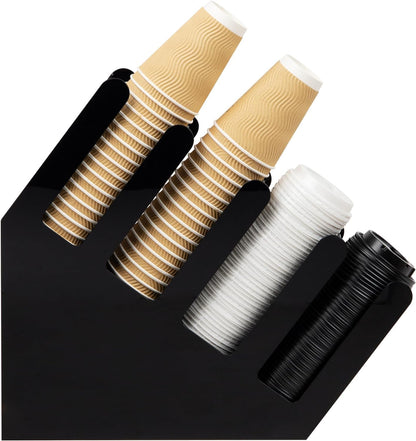 Liying Paper Cup Holder and Lid Holder Coffee Cup Dispenser, Disposable Cup Organizer for Countertop Coffee Station Bar Restaurant Breakroom