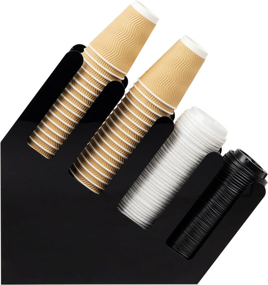 Liying Paper Cup Holder and Lid Holder Coffee Cup Dispenser, Disposable Cup Organizer for Countertop Coffee Station Bar Restaurant Breakroom