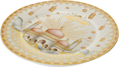 Liying 6Pcs Ramadan Dinner Plate Set 25 * 25CM (B) for Ceramic Serving Display Decoration, Ramadan Decorations for Table, Dinner Tray, Ramadan Serving Plate, Display Holder Decor Ornament Plate