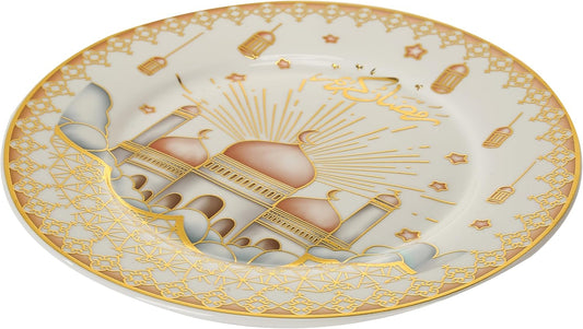 Liying 6Pcs Ramadan Dinner Plate Set 25 * 25CM (B) for Ceramic Serving Display Decoration, Ramadan Decorations for Table, Dinner Tray, Ramadan Serving Plate, Display Holder Decor Ornament Plate