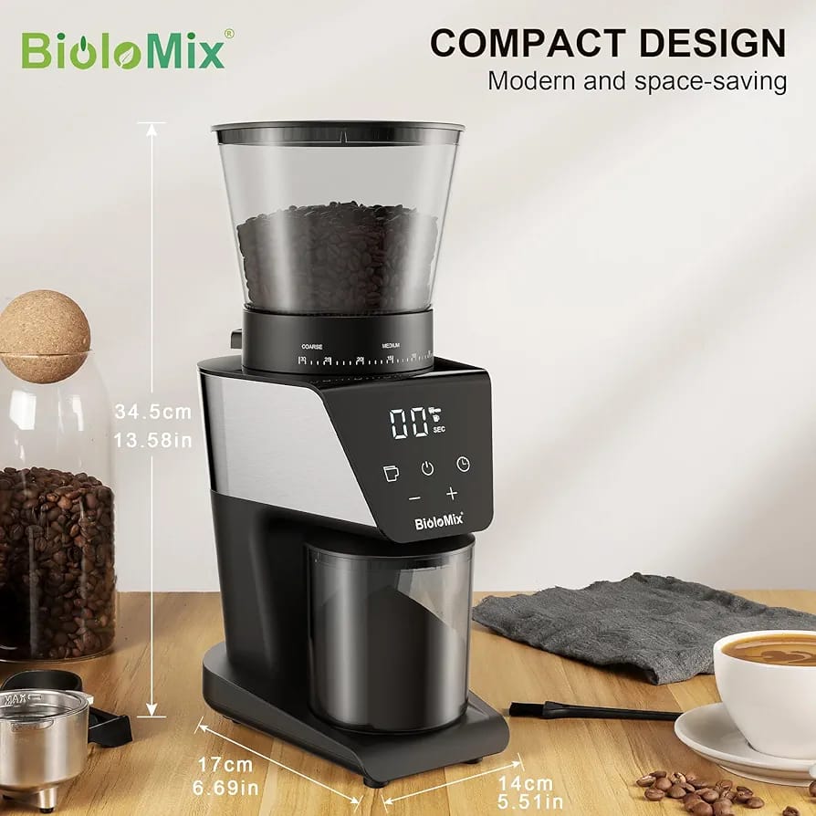 Liying Electric Coffee Grinder for Espresso Coffee and Manual Coffee Brewing up to 12 cups Grind Size from Espresso to Cold Brew Grind Size for Home and Coffee shop Cafe Restaurant Black Coffee Grinder