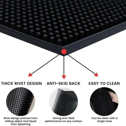 Liying 1Pcs Premium Coffee Bar Mat, 60x30cm, Absorbent, Non-Slip Silicone, for Coffee Makers, Espresso Machines, Countertops (Black/Brown)