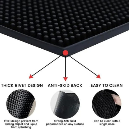 Liying 2Pcs Premium Coffee Bar Mat, 30x15cm, Absorbent, Non-Slip Silicone, for Coffee Makers, Espresso Machines, Countertops (Black/Brown)