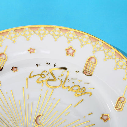 Liying 6Pcs Ramadan Dessert Plate Set 21 * 21CM (S) for Ceramic Serving Display Decoration, Ramadan Decorations for Table, Dessert Tray, Ramadan Serving Plate, Display Holder Decor Ornament Plate