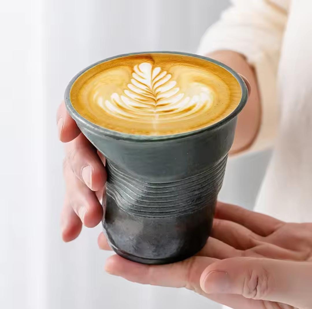 Liying Retro Ceramic Coffee Cup 75ml Handmade Art design cup for coffee Cappuccino Tea  Brown Cups