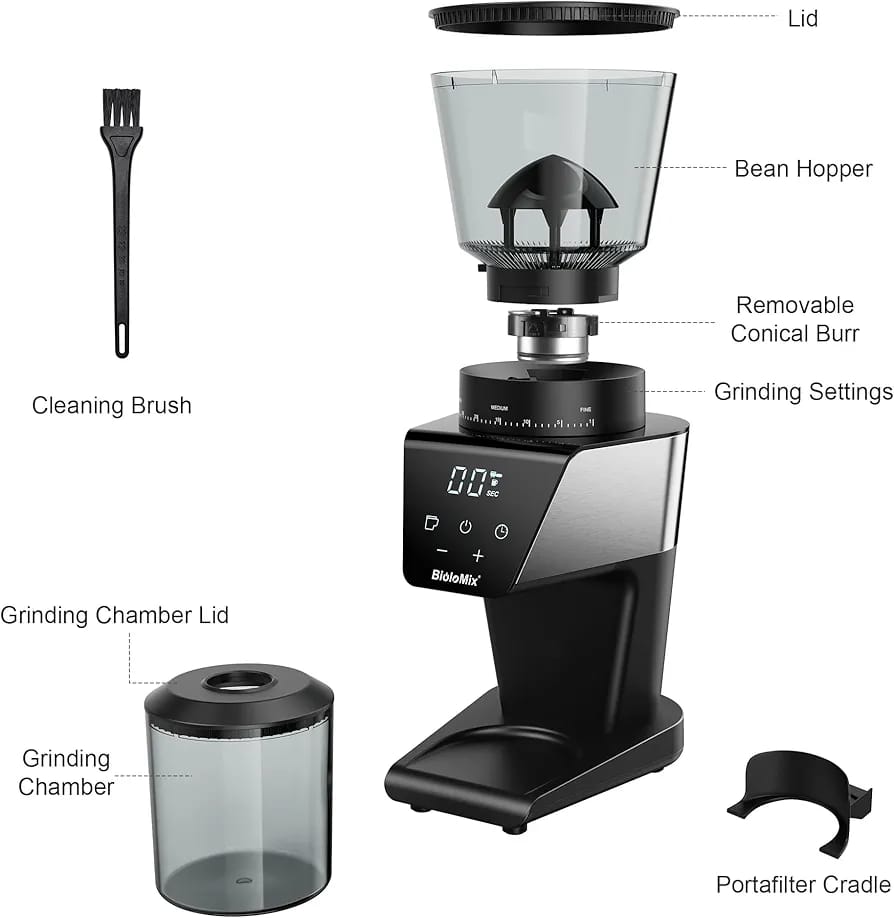 Liying Electric Coffee Grinder for Espresso Coffee and Manual Coffee Brewing up to 12 cups Grind Size from Espresso to Cold Brew Grind Size for Home and Coffee shop Cafe Restaurant Black Coffee Grinder