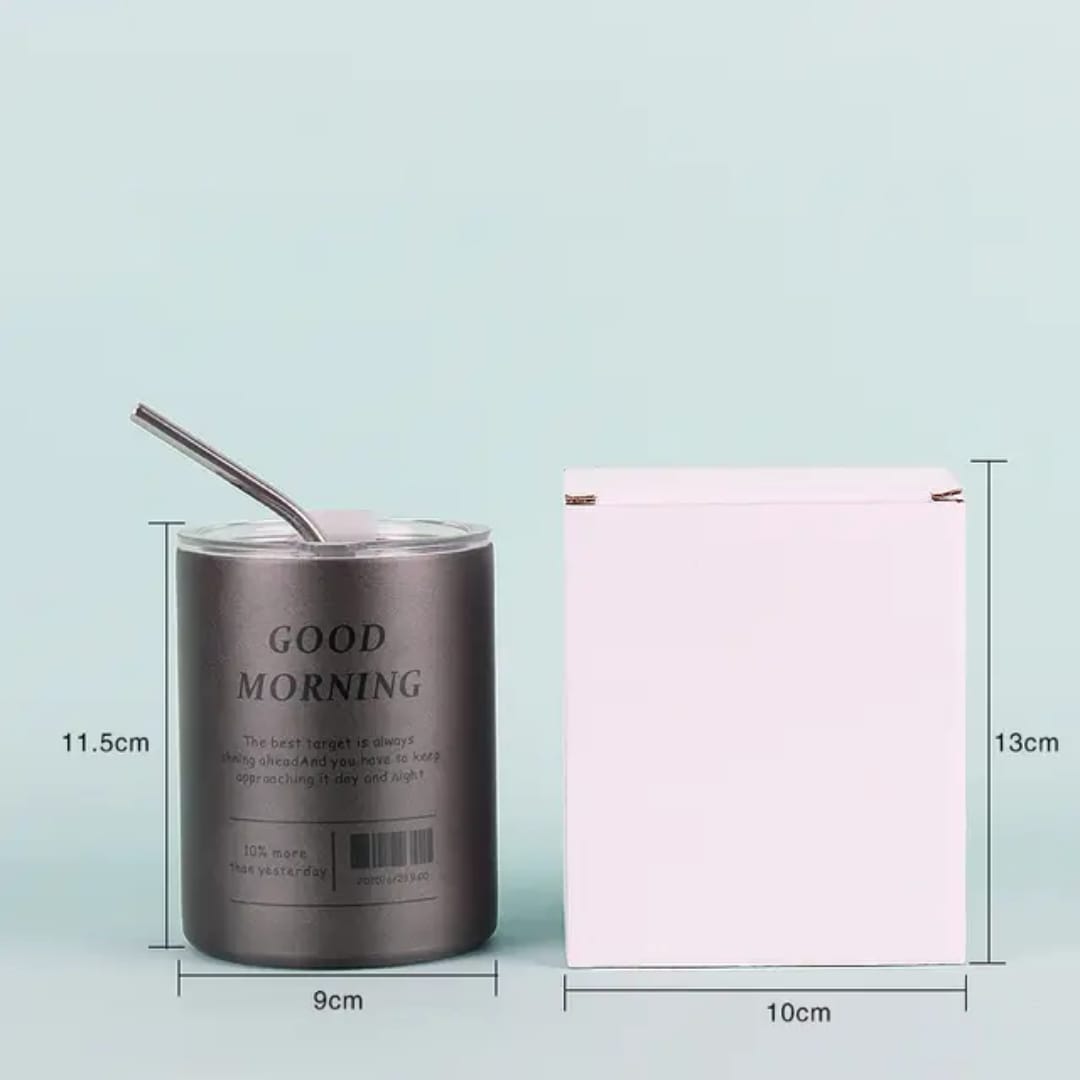 Liying 375ml Stainless Steel Coffee Tumbler with Straw and Lid Sealed Carry on Glass Iced Coffee Cup Leak Proof Tumbler Cup Reusable Smoothie Mugs for Cold  Hot Drinks Coffee Tea Grey Drinkware