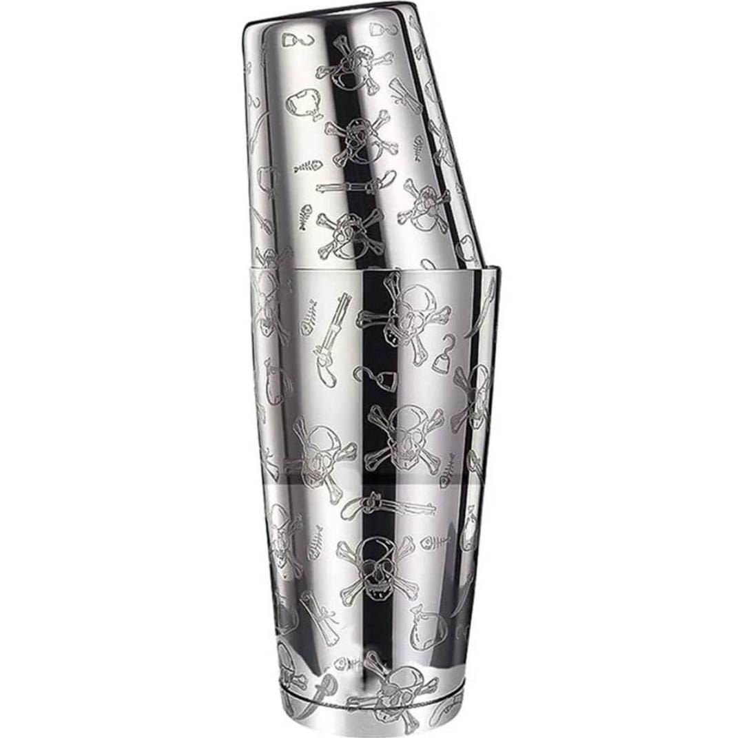Liying Stainless Steel Boston Cocktail Shaker 750ml Drink Mixer with Built in Strainer for Mixing Drinks Margaritas Sceltons Deisgn Silver Barware Tool