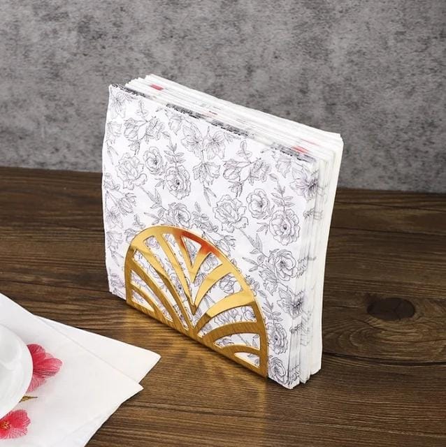 Liying Stainless Steel Curved Napkin Holder 13cm x 9cm x 4cm Hollow out Design for Kitchen Home Restaurant Gold Dispensers and storage Organizer